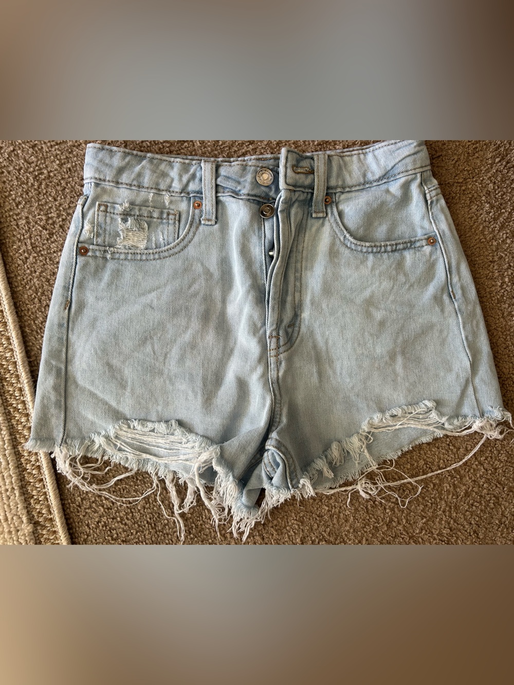 wild fable Light Blue Distressed High-Rise Denim Shorts